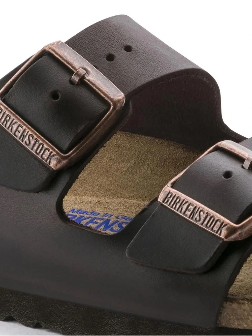 Birkenstock Men's Arizona  Black Leather Bronze Buckle  SZ 44 11M